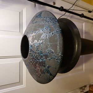 William K Turner Raku Vintage Original Signed UFO Flying Saucer Ceramic Bowl 14"